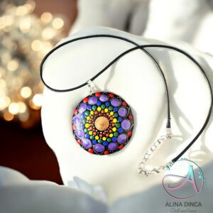 Pandantiv lemn pictat manual, Cadou Crăciun, set cadou