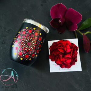 Set cană termos coffee-2-go și broșă florală