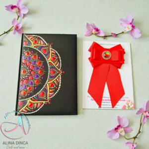 Set de agendă pictată manual și broșă handmade Ioana Fodor