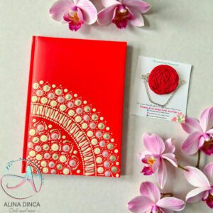 Set de agendă pictată manual și broșă handmade Ioana Fodor