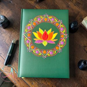 Agenda pictata manual ad-dots.ro, agenda lotus, agenda verde pictata manual, agenda verde, agenda A5 verde