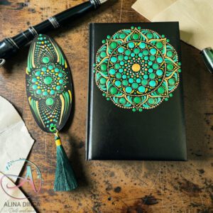 Agenda pictata manual, agenda mandala, set cadou